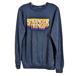 Stranger Things Sweatshirt Adult Medium Blue Pullover Netflix Stretch Crewneck